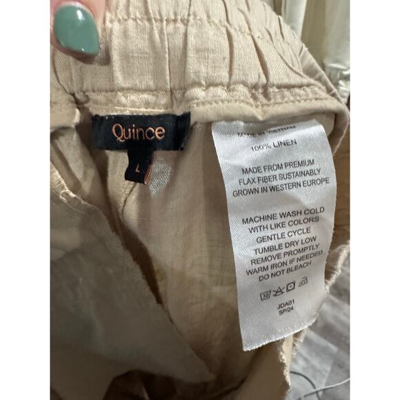 QUINCE Linen Pants Khaki Tan Neutral Size Large - Picture 2 of 3
